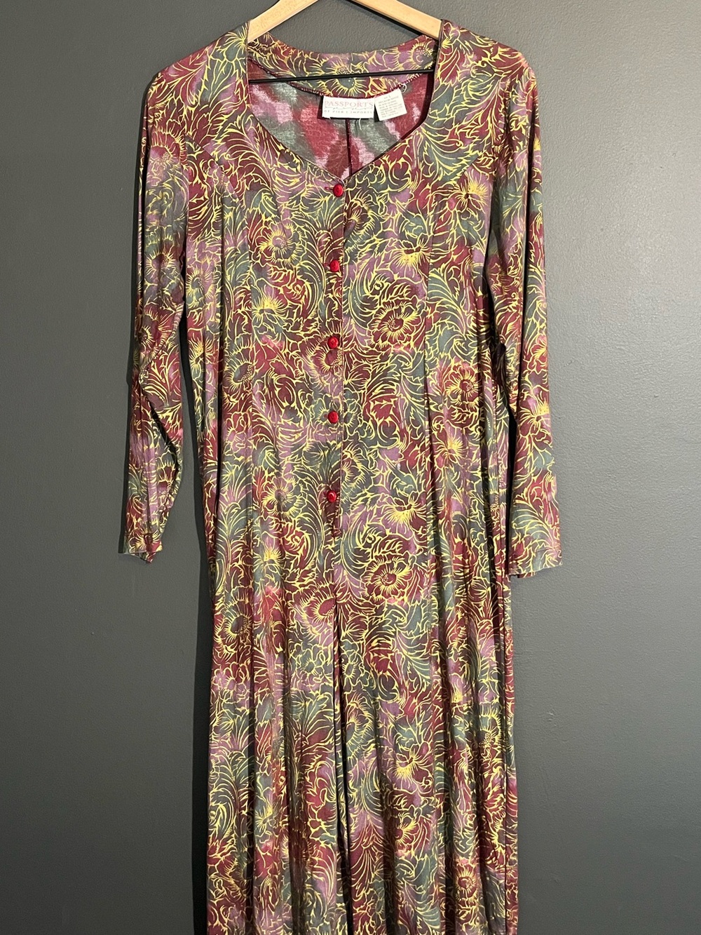 Vintage Passports of Pier 1 Imports Floral Button Front Jumpsuit Size L